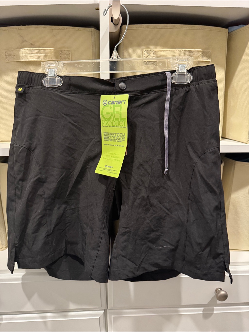 Canari Black Cycling Shorts With Lime Green Tag
